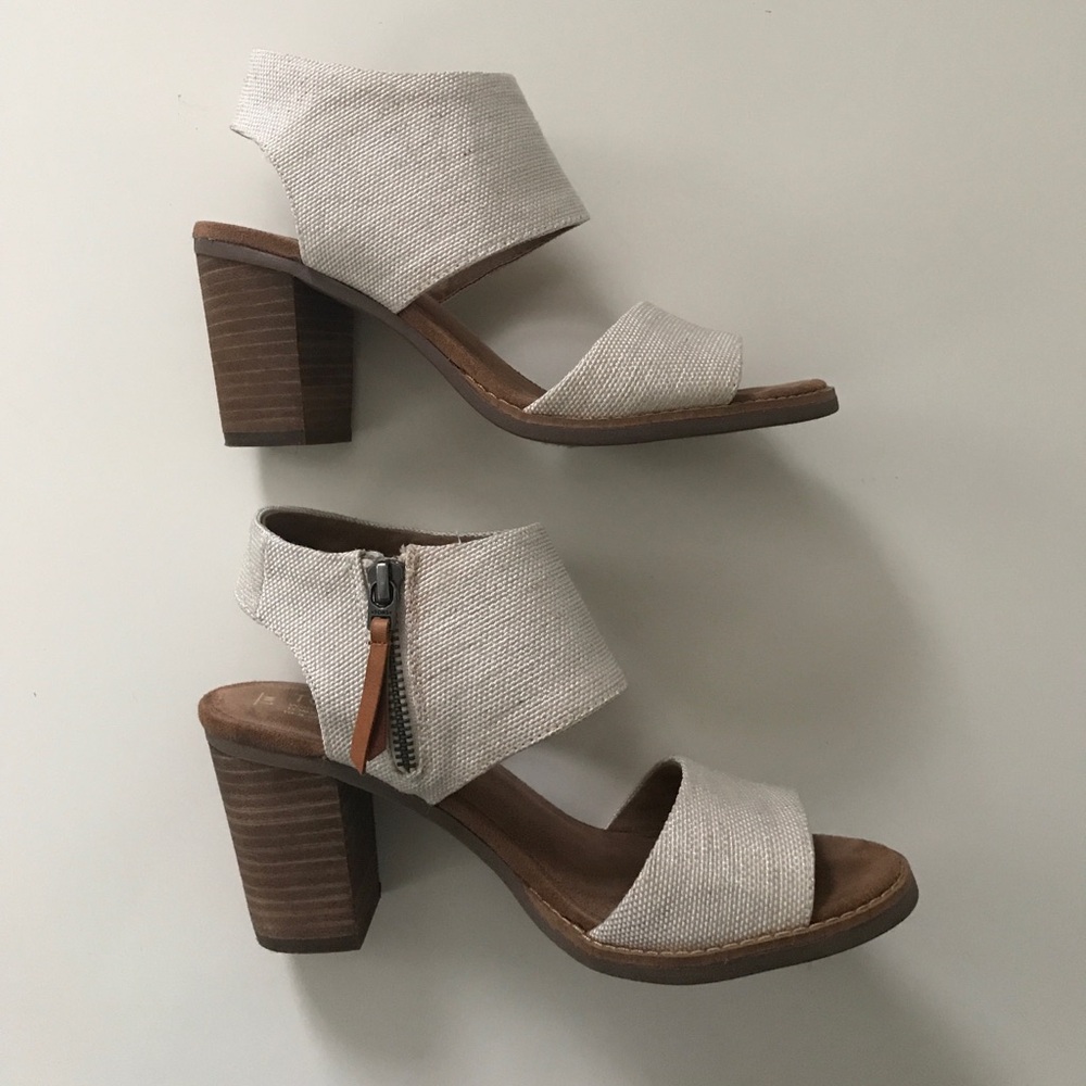 Toms Cream Heeled Sandals